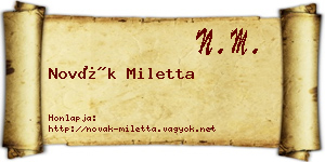 Novák Miletta névjegykártya
